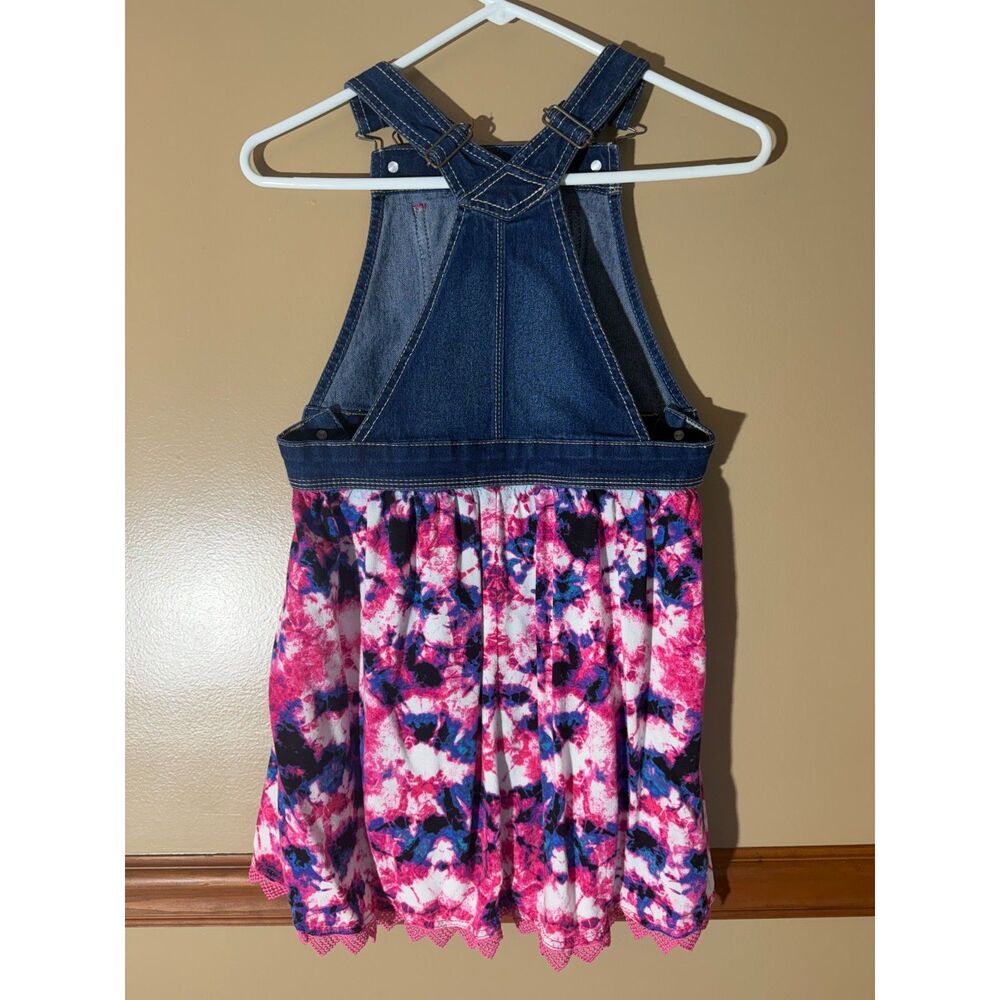 Jordache Girls Size L 10-12 Denim Floral Dress Pink Blue